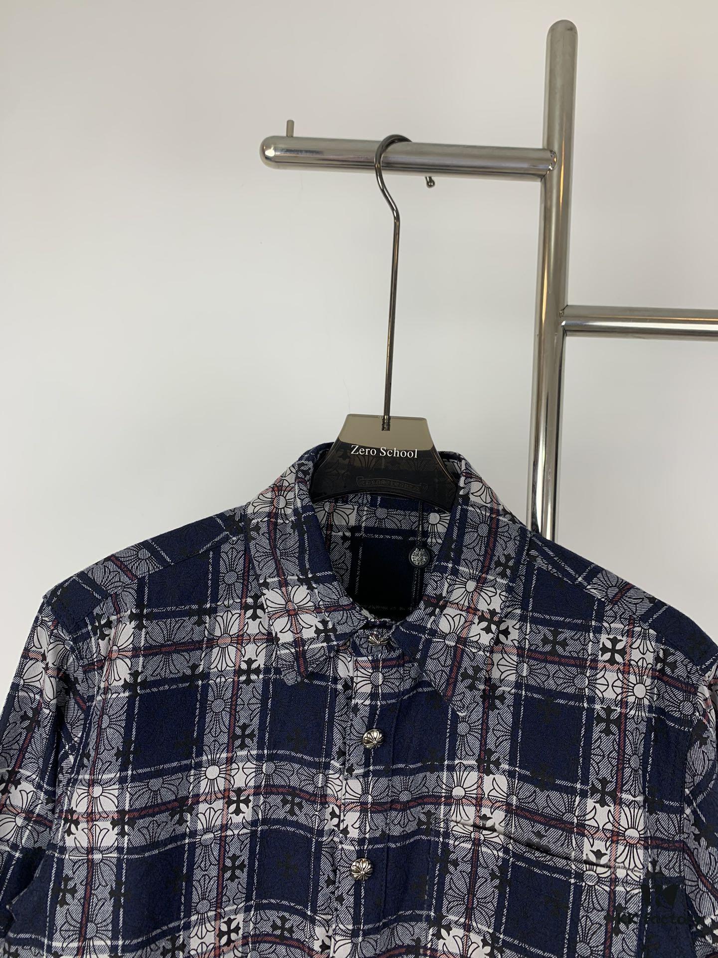 Chrome Hearts Classic Cashew Flower Cross Jacquard Long Sleeve Shirt Unisex Casual Shirt