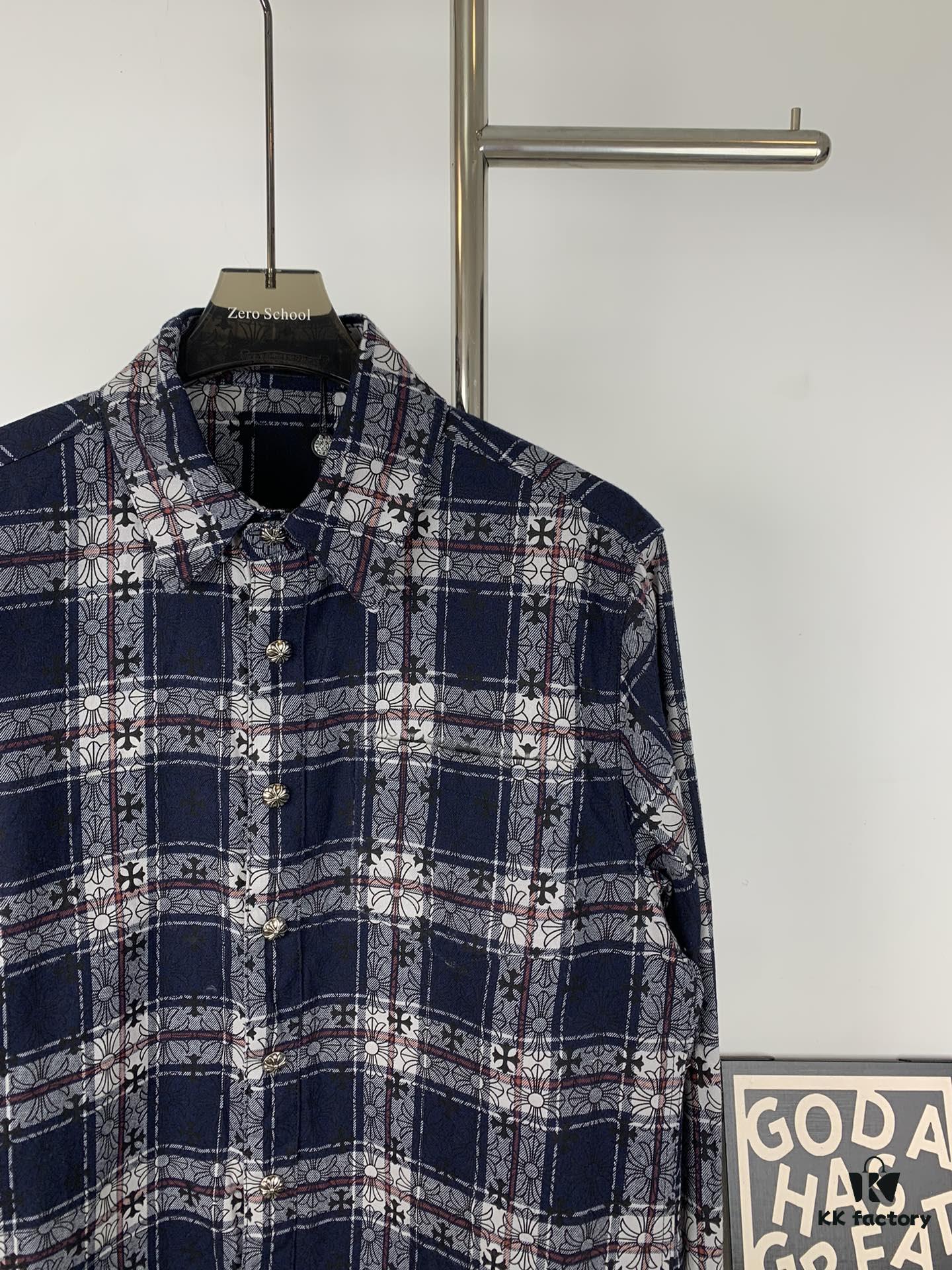 Chrome Hearts Classic Cashew Flower Cross Jacquard Long Sleeve Shirt Unisex Casual Shirt