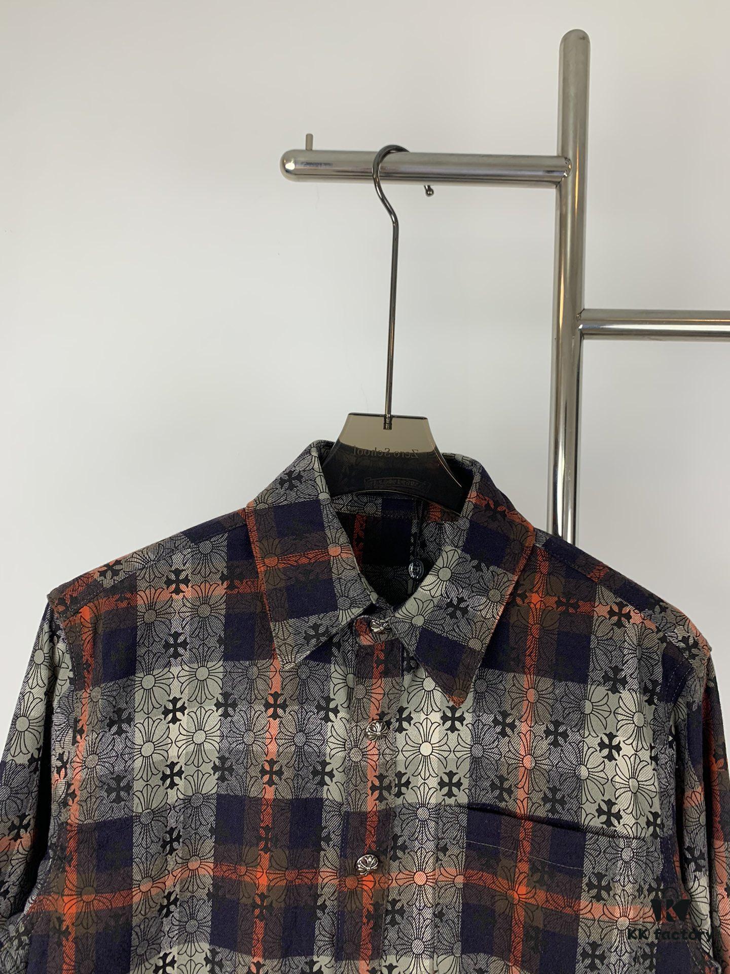 Chrome Hearts Classic Cashew Flower Cross Jacquard Long Sleeve Shirt Unisex Casual Shirt