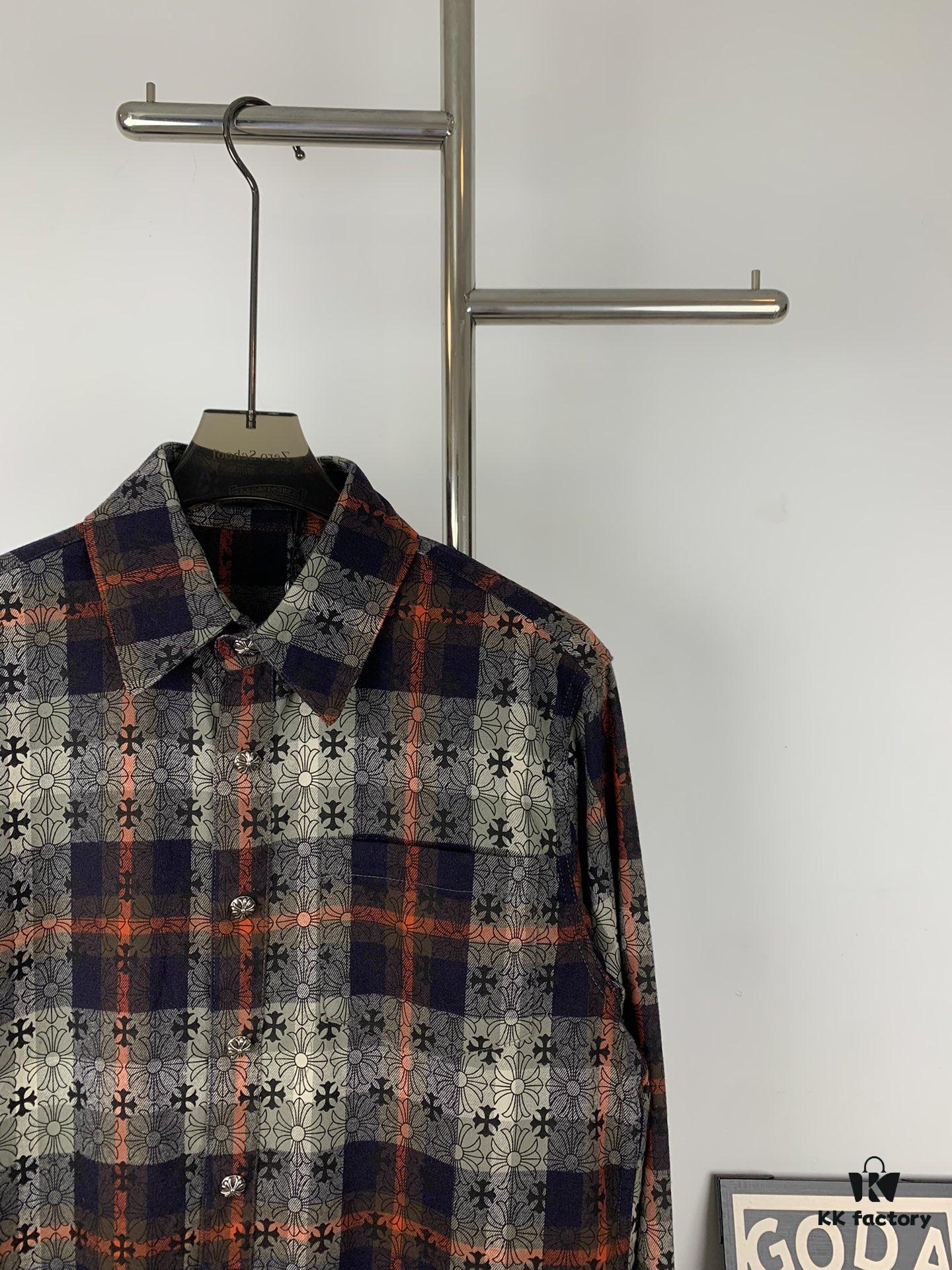 Chrome Hearts Classic Cashew Flower Cross Jacquard Long Sleeve Shirt Unisex Casual Shirt