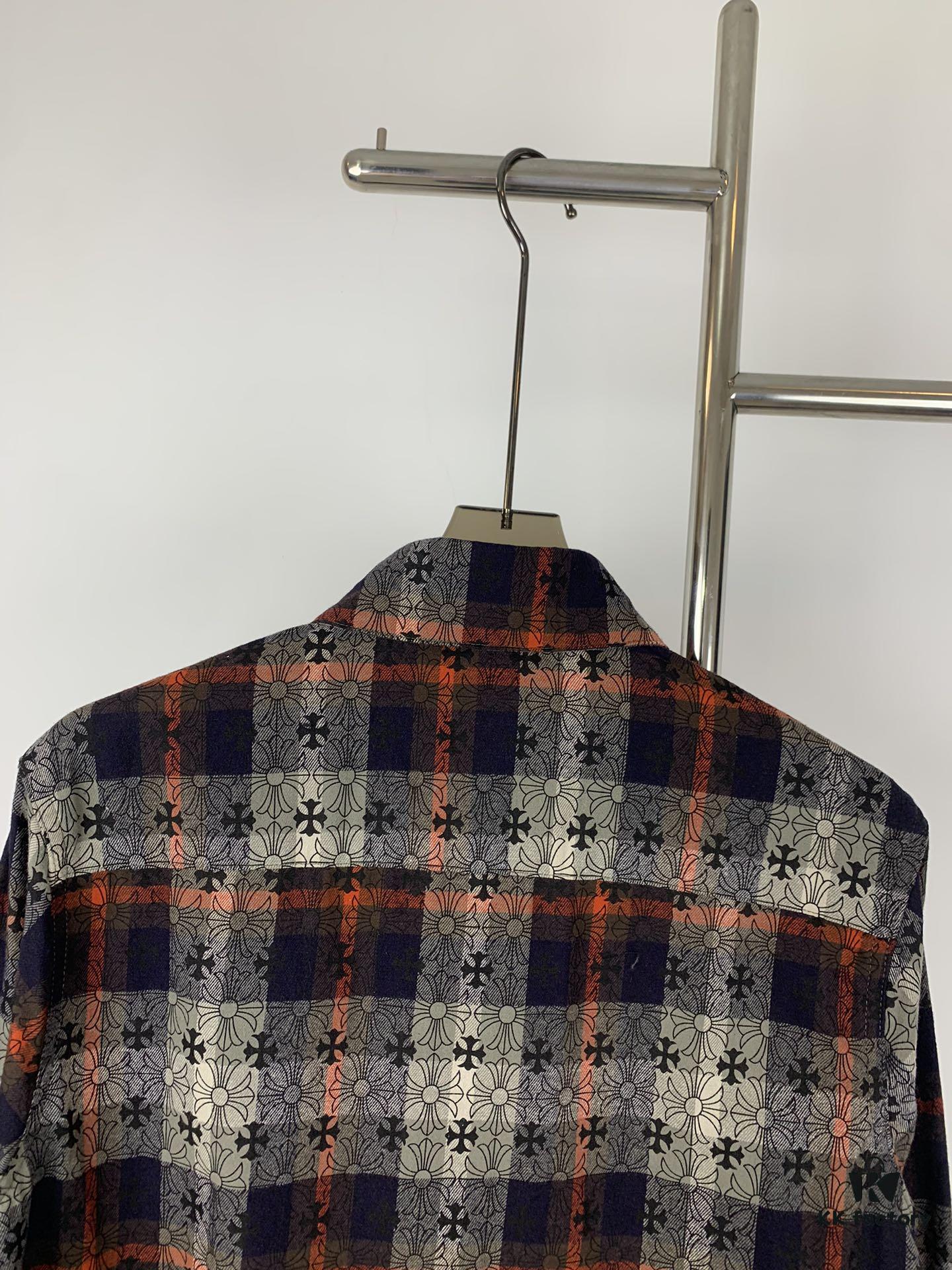 Chrome Hearts Classic Cashew Flower Cross Jacquard Long Sleeve Shirt Unisex Casual Shirt