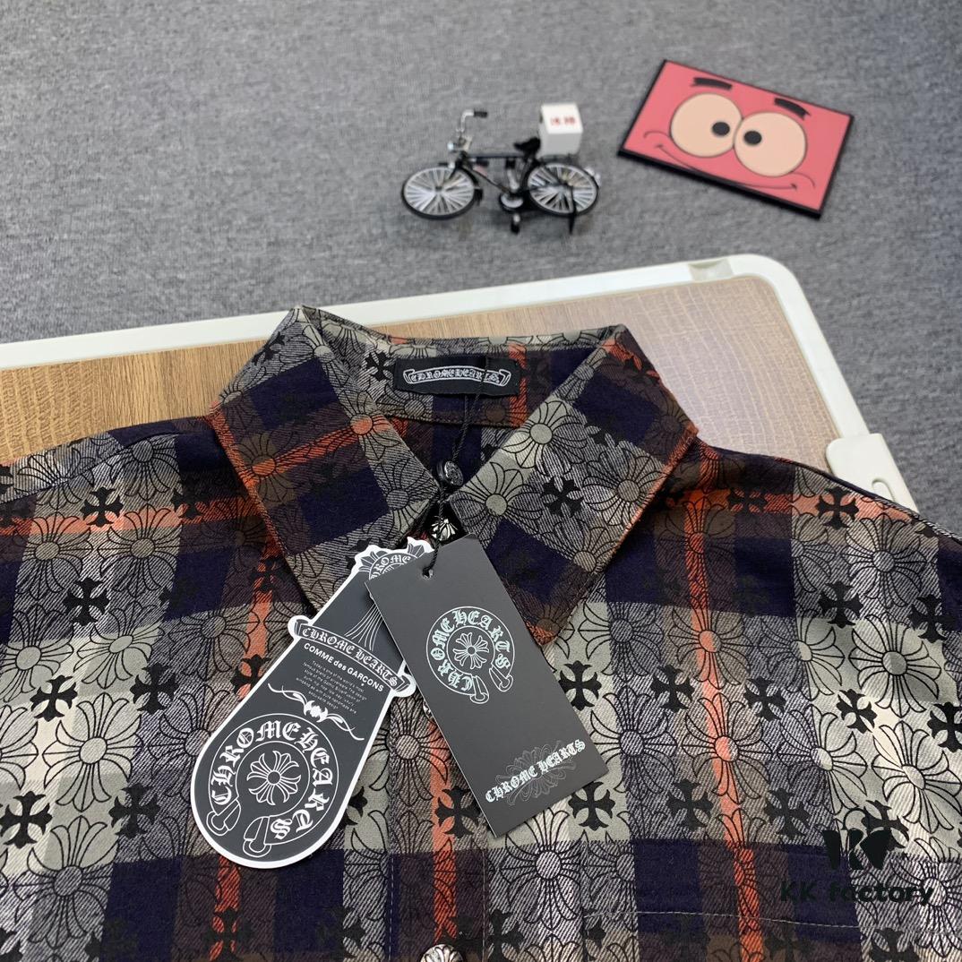 Chrome Hearts Classic Cashew Flower Cross Jacquard Long Sleeve Shirt Unisex Casual Shirt