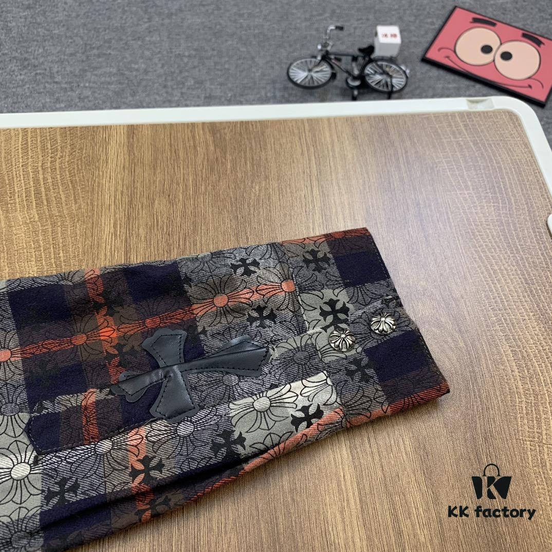 Chrome Hearts Classic Cashew Flower Cross Jacquard Long Sleeve Shirt Unisex Casual Shirt