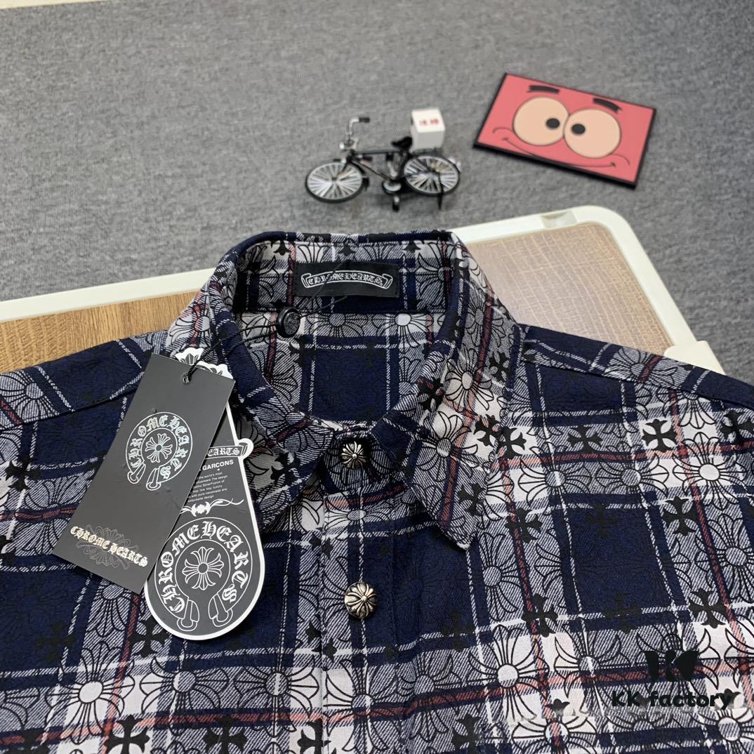 Chrome Hearts Classic Cashew Flower Cross Jacquard Long Sleeve Shirt Unisex Casual Shirt