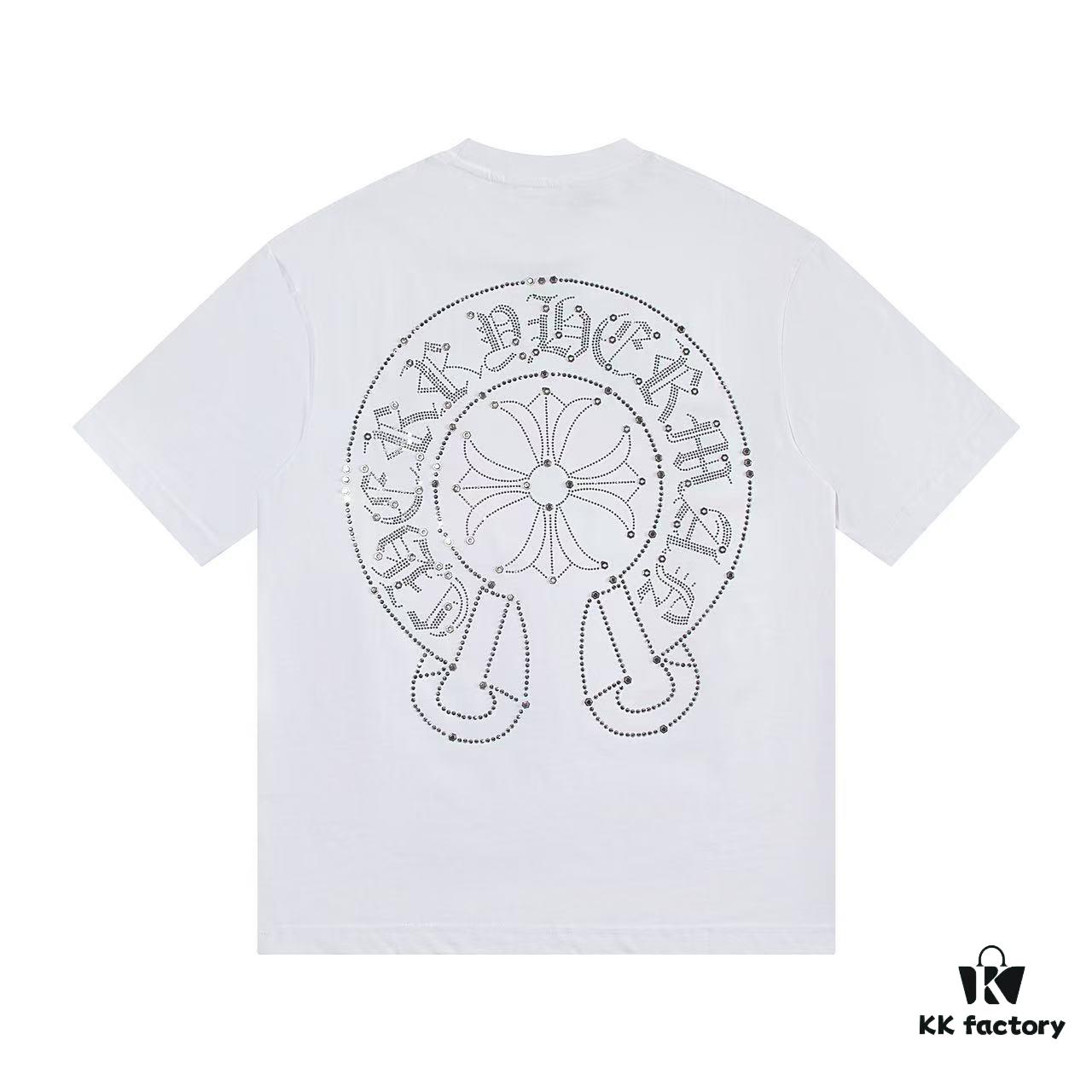 2025 New Crocodile Heart Metal Rhinestone Embellished Short Sleeve T-Shirt