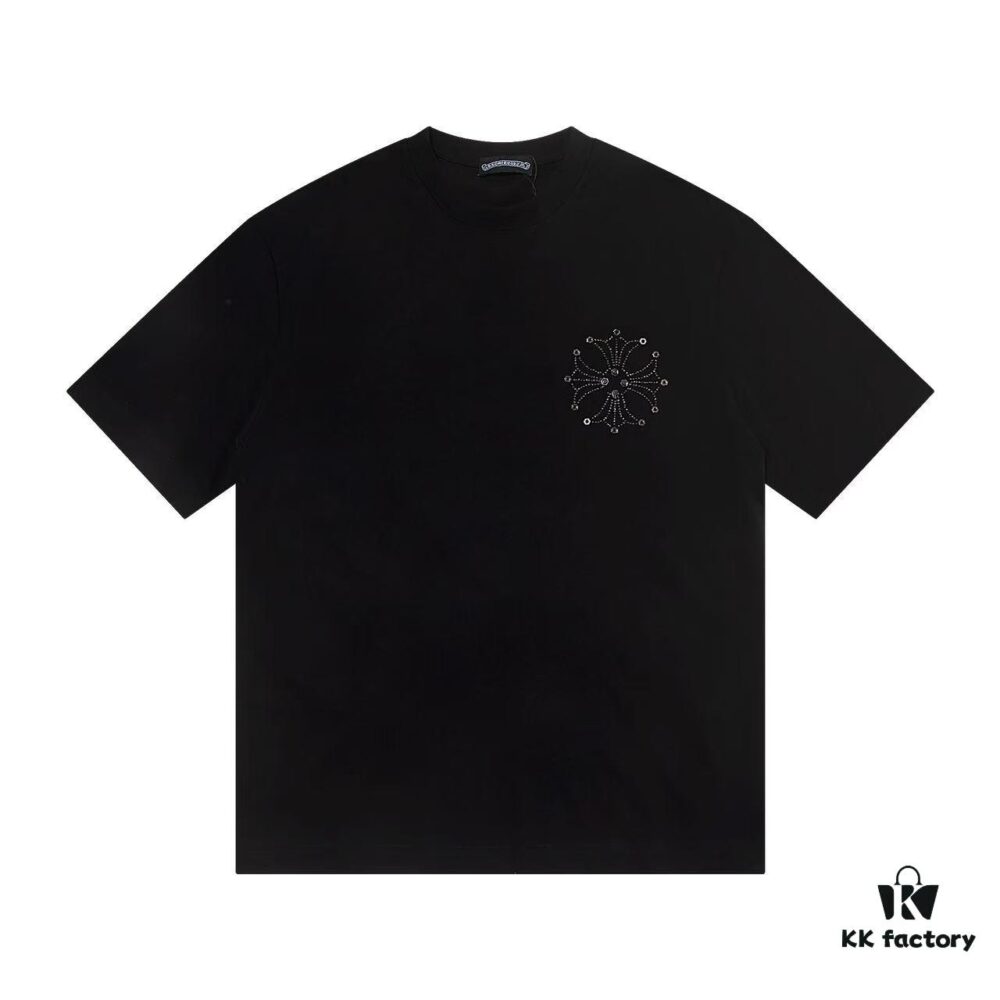 2025 New Croxx Heart Metal Rhinestone Embellished Short Sleeve T-Shirt