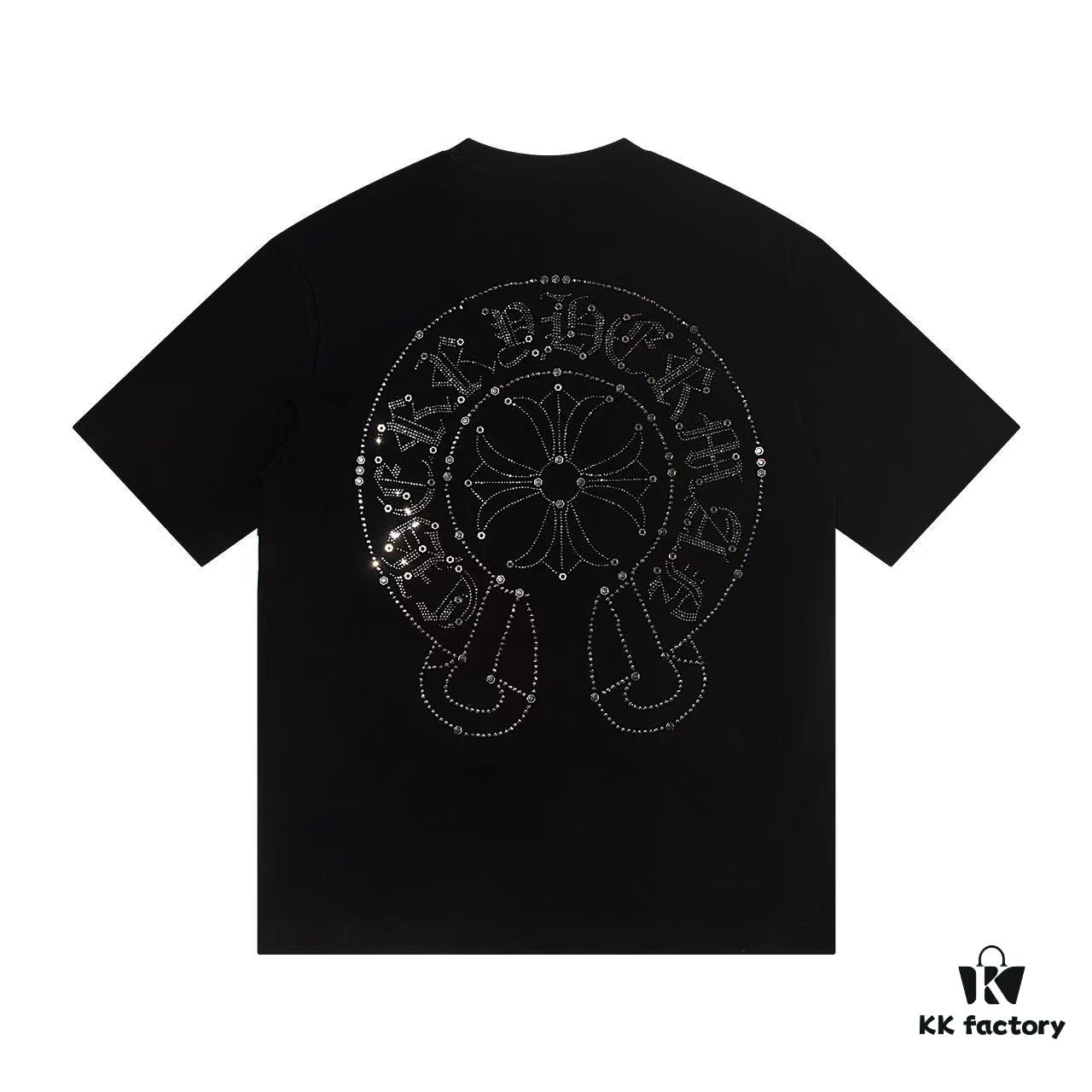 2025 New Croxx Heart Metal Rhinestone Embellished Short Sleeve T-Shirt