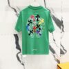 Chrome Hearts 320g Washed Short Sleeve T-Shirt with Rainbow Embroidered Cross Sanskrit Logo