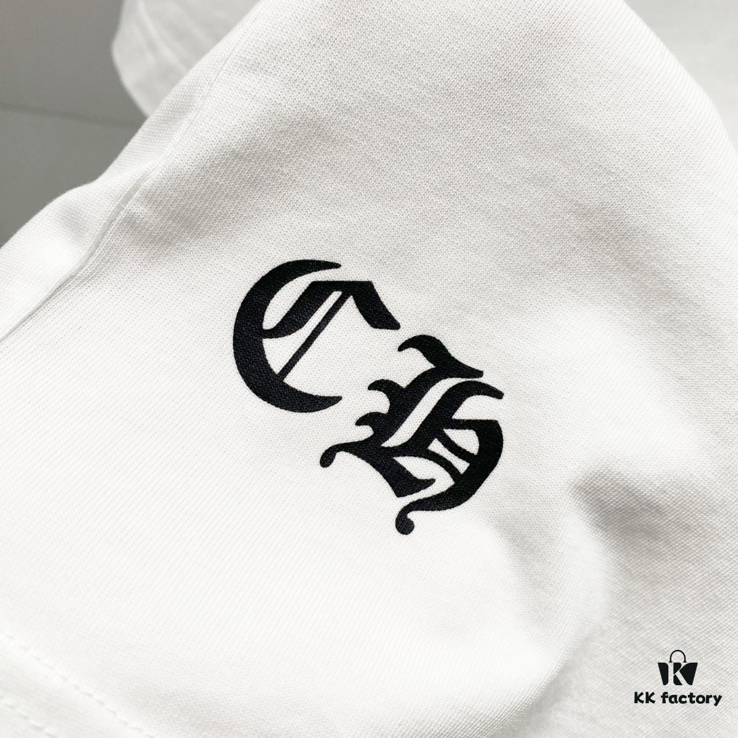 Chrome Hearts 320g Washed Short Sleeve T-Shirt with Rainbow Embroidered Cross Sanskrit Logo