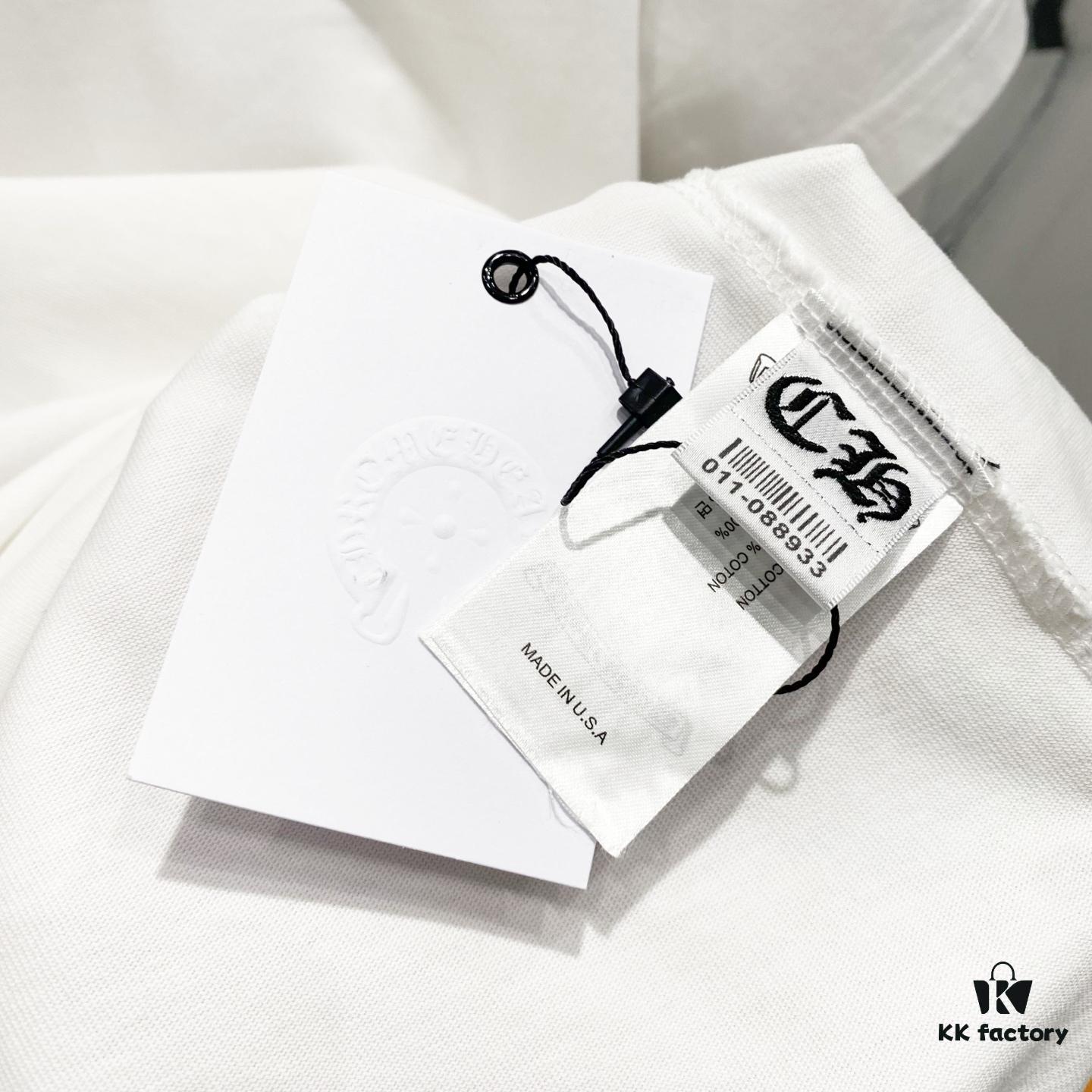 Chrome Hearts 320g Washed Short Sleeve T-Shirt with Rainbow Embroidered Cross Sanskrit Logo