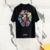 Chrome Hearts 320g Washed Short Sleeve T-Shirt with Rainbow Embroidered Cross Sanskrit Logo