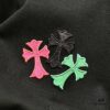 Chrome Hearts 320g Washed Short Sleeve T-Shirt with Rainbow Embroidered Cross Sanskrit Logo