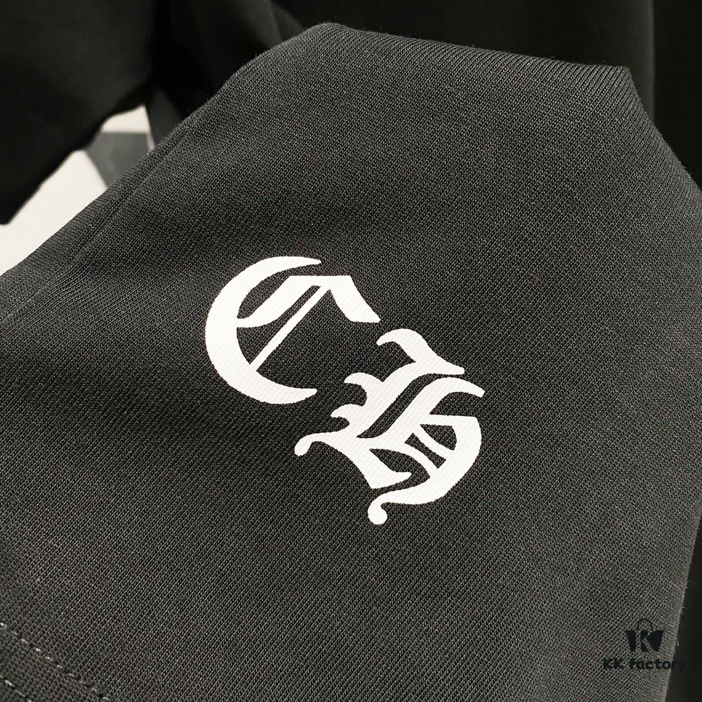 Chrome Hearts 320g Washed Short Sleeve T-Shirt with Rainbow Embroidered Cross Sanskrit Logo