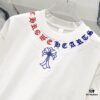 Chrome Hearts 320g Washed Short Sleeve T-Shirt with Embroidered Sanskrit Logo and Cross Patch