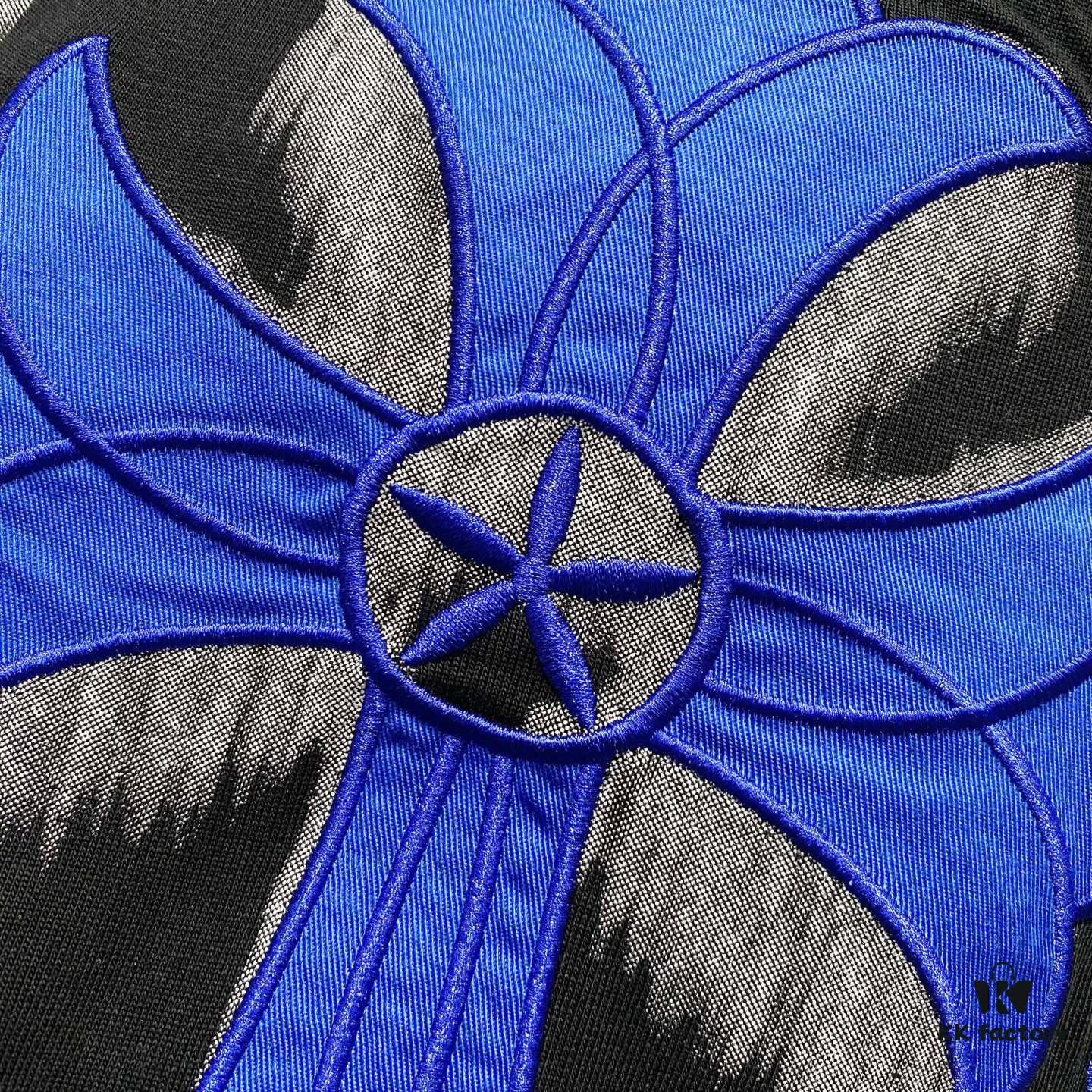 Chrome Hearts 320g Washed Cotton Short Sleeve T-Shirt with Embroidered Sanskrit Logo and Cross Patch