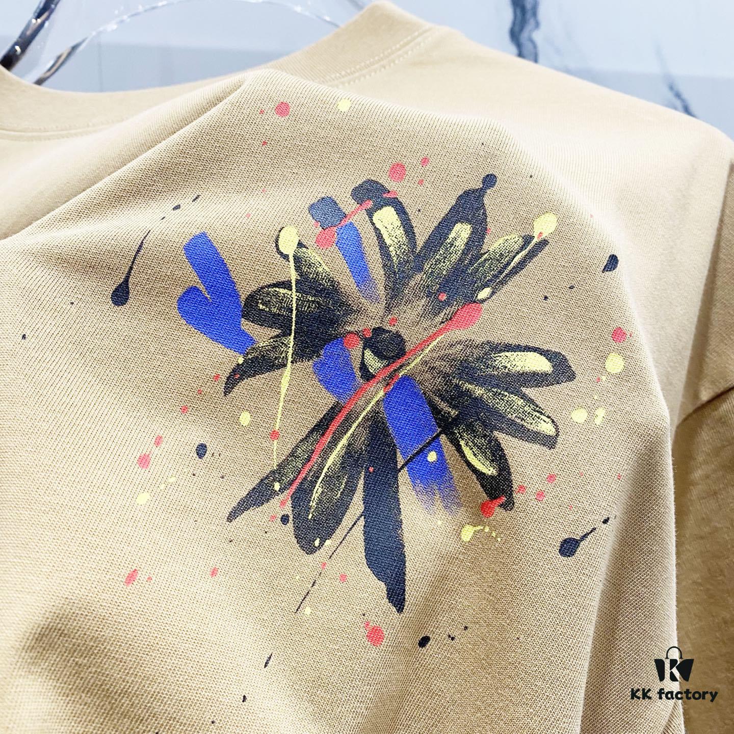 Chrome Hearts 320g Washed Short Sleeve T-Shirt with Graffiti Cross Sanskrit Logo Front and Back Print