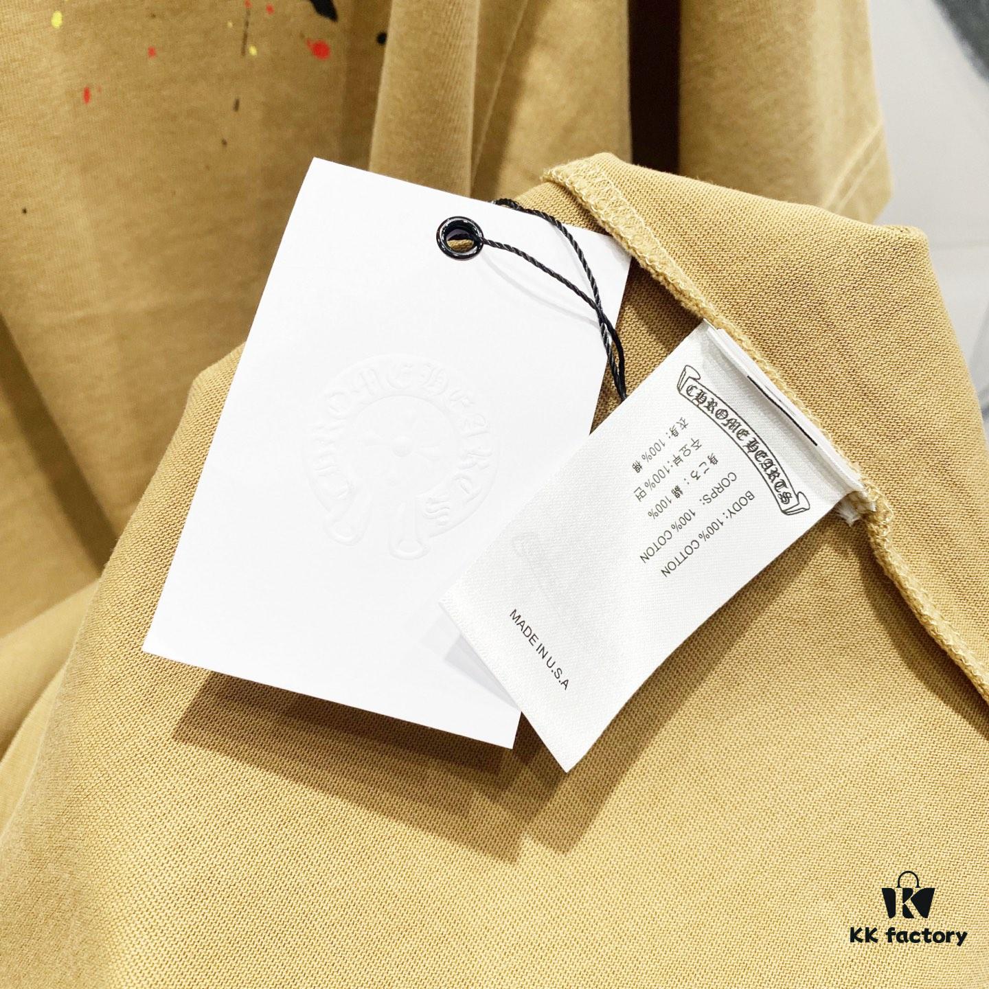 Chrome Hearts 320g Washed Short Sleeve T-Shirt with Graffiti Cross Sanskrit Logo Front and Back Print