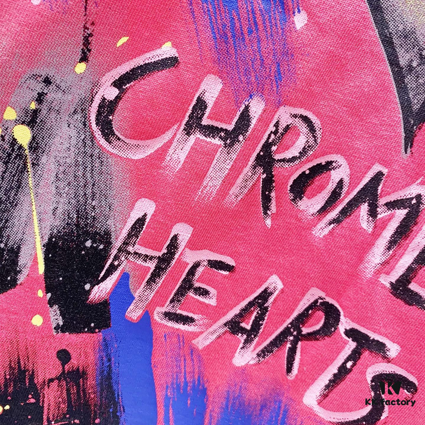 Chrome Hearts 320g Washed Short Sleeve T-Shirt with Graffiti Cross, Sanskrit Logo and Front Back Print Design