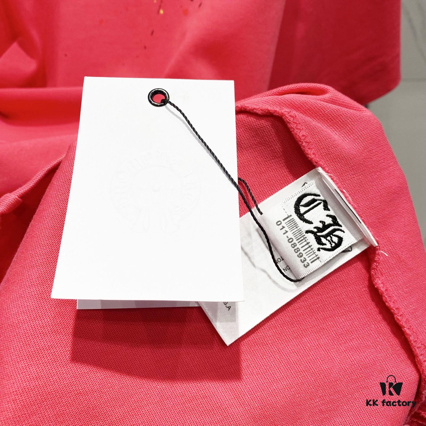 Chrome Hearts 320g Washed Short Sleeve T-Shirt with Graffiti Cross, Sanskrit Logo and Front Back Print Design