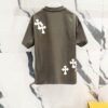 Chrome Hearts 320g Washed Cotton Short Sleeve T-Shirt with Embroidered Logo, Leather Patch and Cross Design