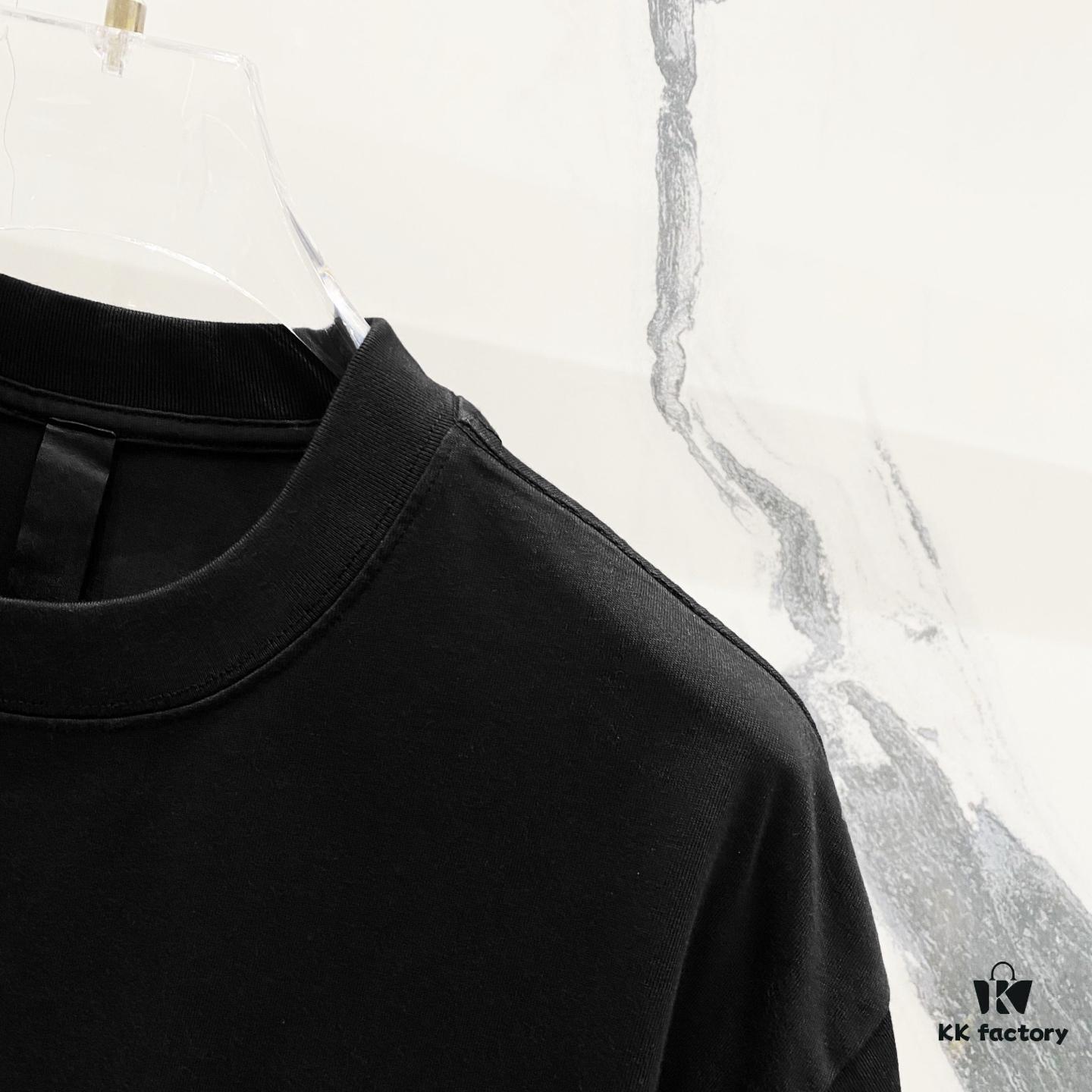 Chrome Hearts 320g Washed Short Sleeve T-Shirt with Embroidered Logo, Leather Patch and Cross Design