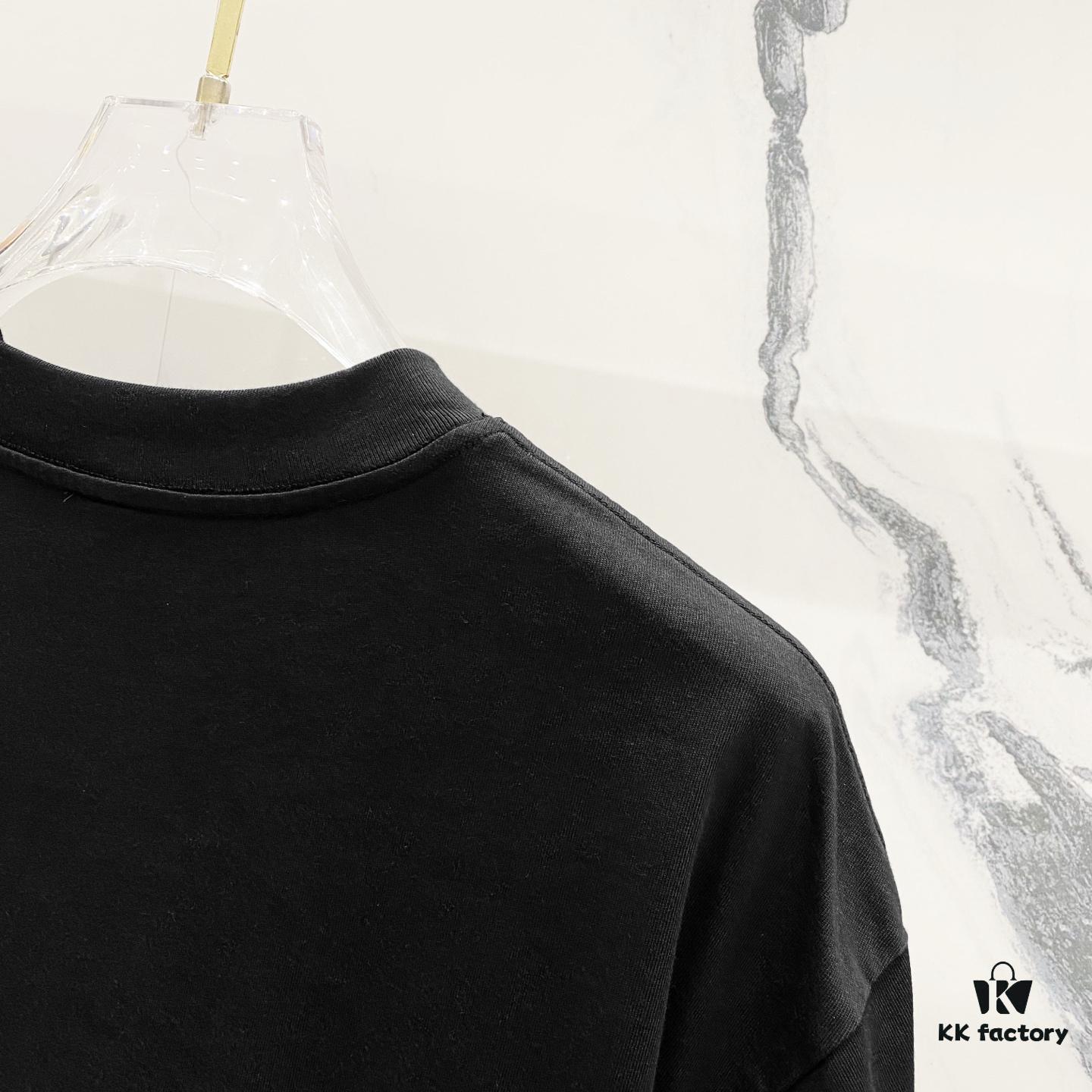 Chrome Hearts 320g Washed Short Sleeve T-Shirt with Embroidered Logo, Leather Patch and Cross Design