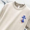 Chrome Hearts 320g Washed Short Sleeve T-Shirt with Sanskrit Logo and Cross Embroidery