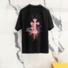 Chrome Hearts 320g Washed Short Sleeve T-Shirt with Sanskrit Logo and Cross Embroidery
