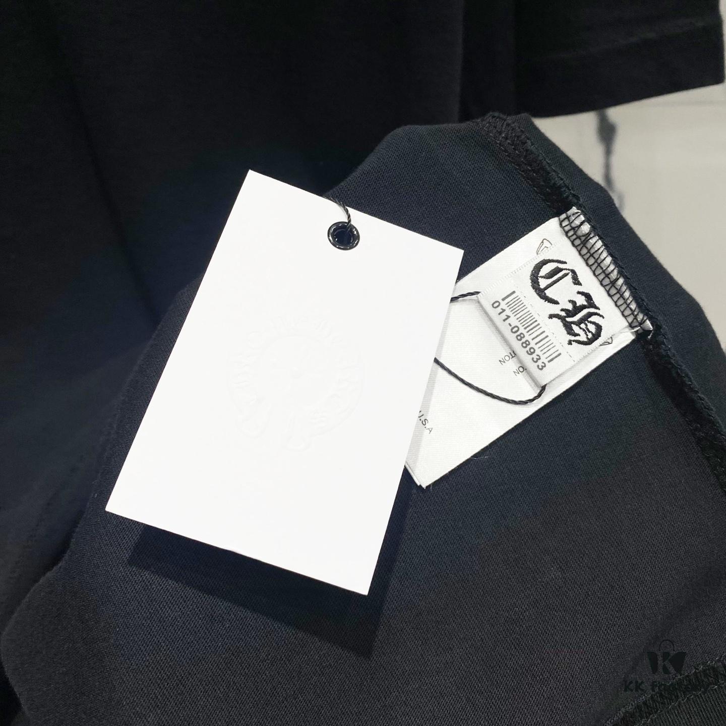 Chrome Hearts 320g Washed Short Sleeve T-Shirt with Sanskrit Logo and Cross Embroidery