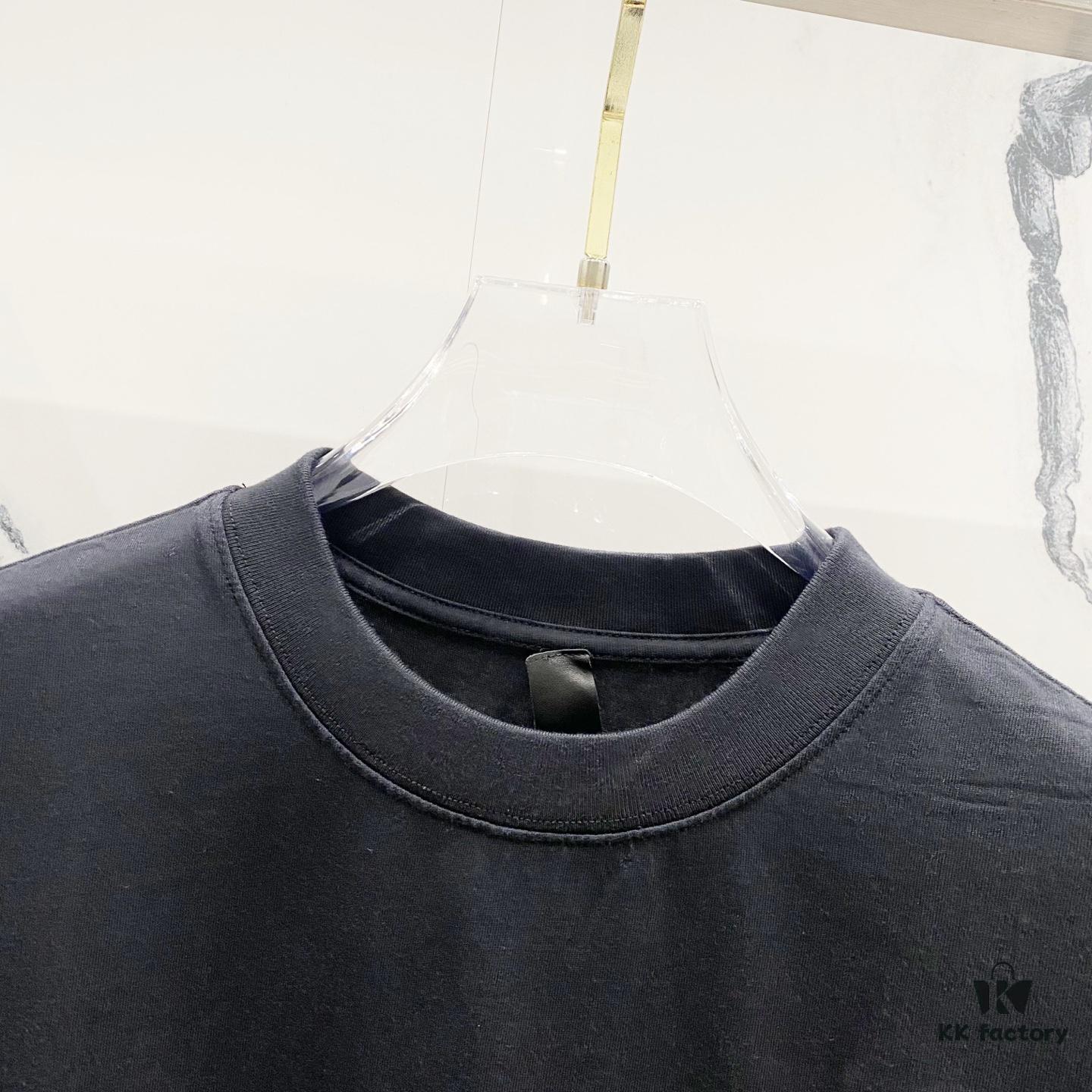 Chrome Hearts 320g Washed Short Sleeve T-Shirt with Sanskrit Logo and Cross Embroidery