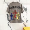 Chrome Hearts 320g Washed Short Sleeve T-Shirt with Front and Back Colorful Cross Sanskrit Logo Print