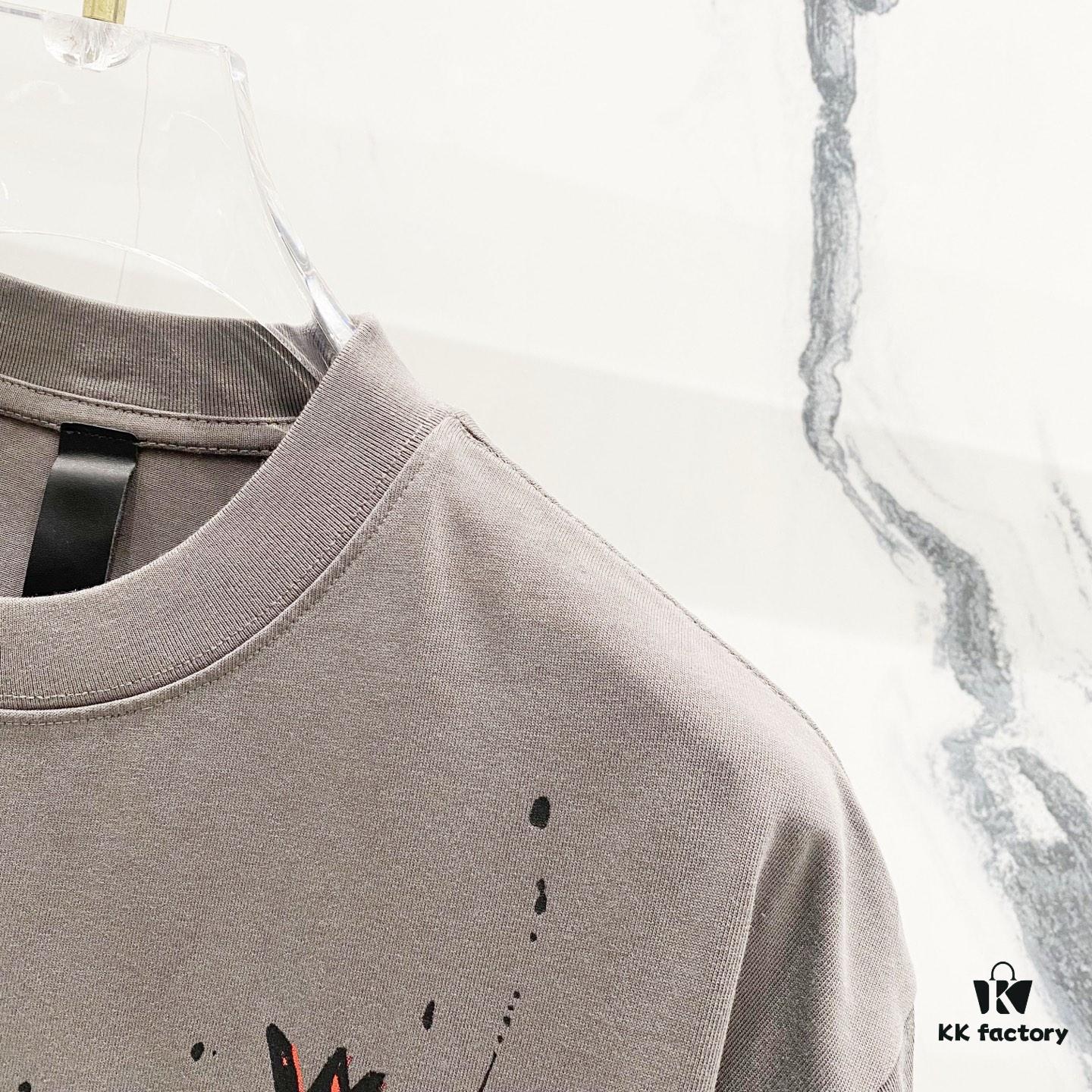 Chrome Hearts 320g Washed Short Sleeve T-Shirt with Front and Back Colorful Cross Sanskrit Logo Print