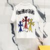 Chrome Hearts 320g Washed Short Sleeve T-Shirt with Front and Back Colorful Cross Sanskrit Logo Print