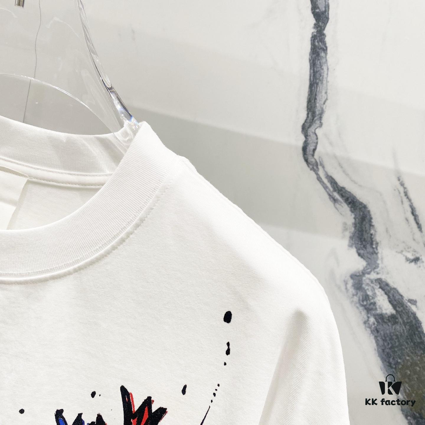 Chrome Hearts 320g Washed Short Sleeve T-Shirt with Front and Back Colorful Cross Sanskrit Logo Print