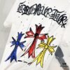 Chrome Hearts 320g Washed Short Sleeve T-Shirt with Front and Back Colorful Cross Sanskrit Logo Print