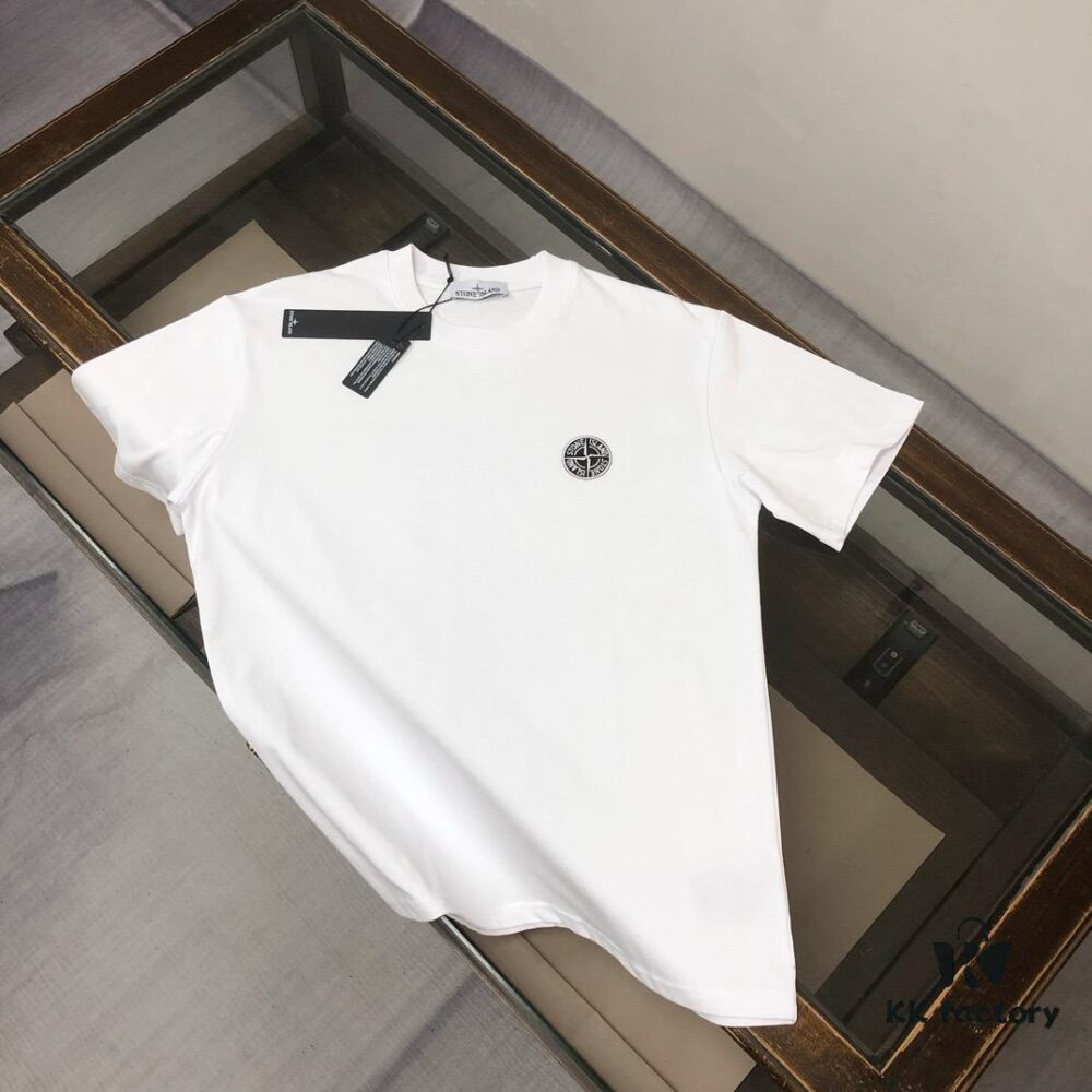A⭐️Stone Island Latest Couple Round-Neck Short-Sleeve T-Shirt - High-Quality Fashion Unisex Tee with Custom Compass Embroidered Logo