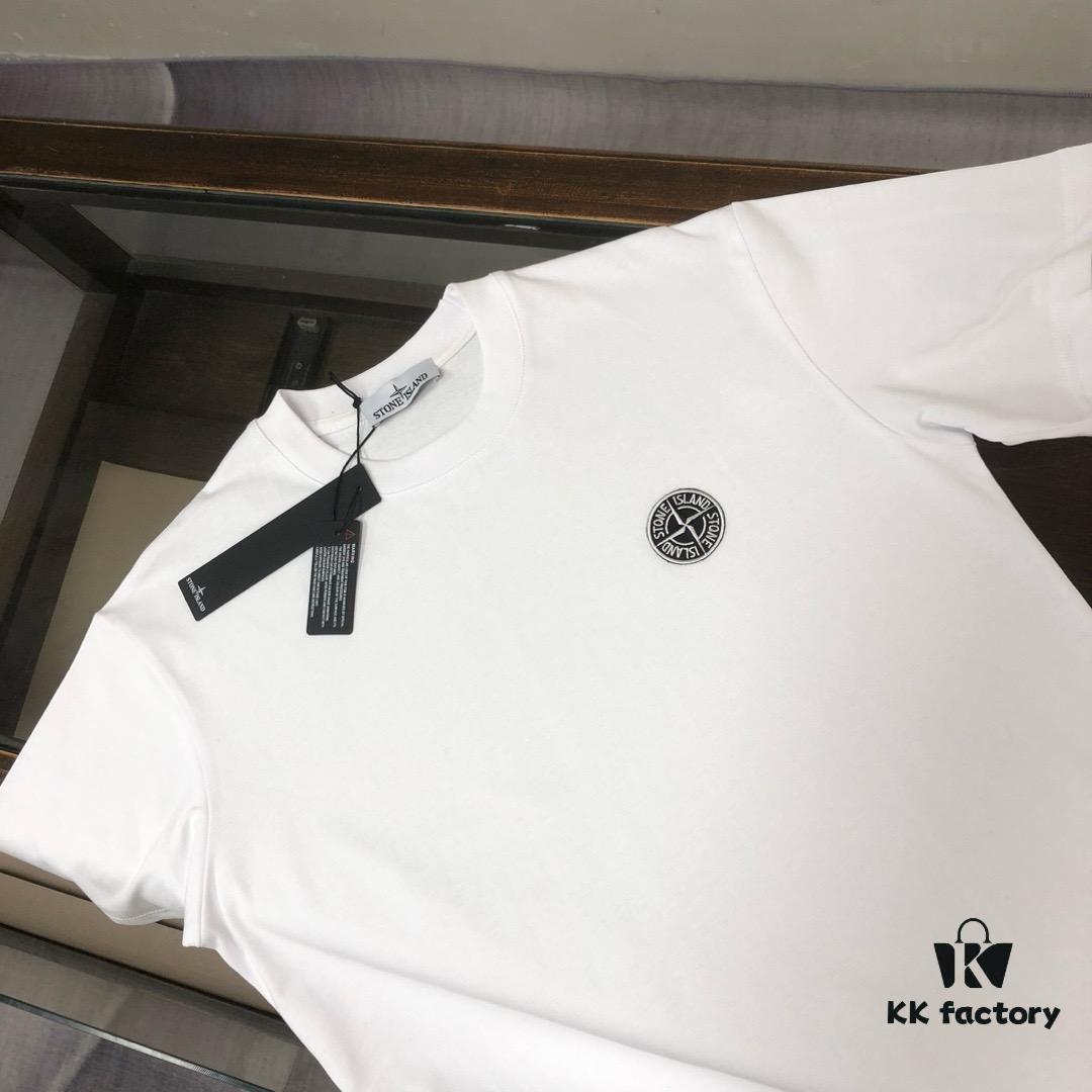 A⭐️Stone Island Latest Couple Round-Neck Short-Sleeve T-Shirt - High-Quality Fashion Unisex Tee with Custom Compass Embroidered Logo