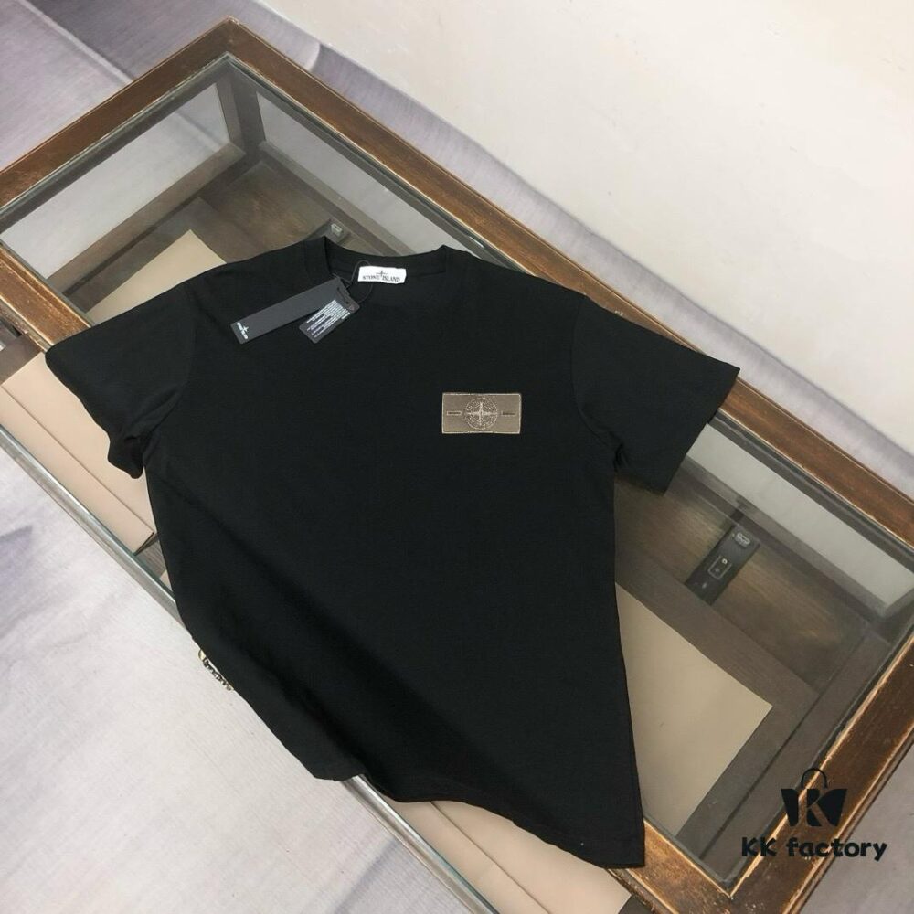 A⭐️Stone Island Latest Couple Round-Neck Short-Sleeve T-Shirt - Fashionable and Comfortable Unisex Tee with Custom Compass Embroidered Logo