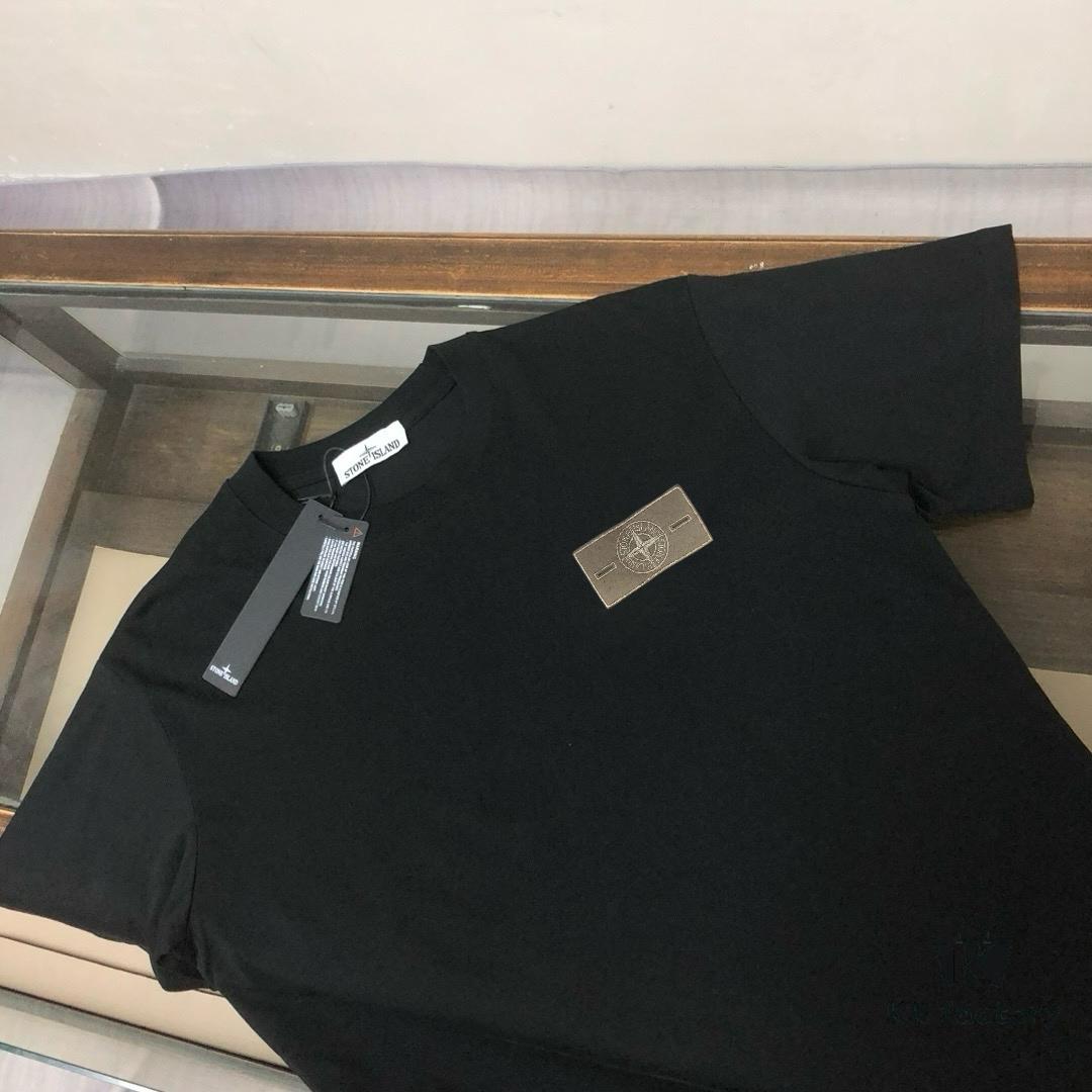 A⭐️Stone Island Latest Couple Round-Neck Short-Sleeve T-Shirt - Fashionable and Comfortable Unisex Tee with Custom Compass Embroidered Logo