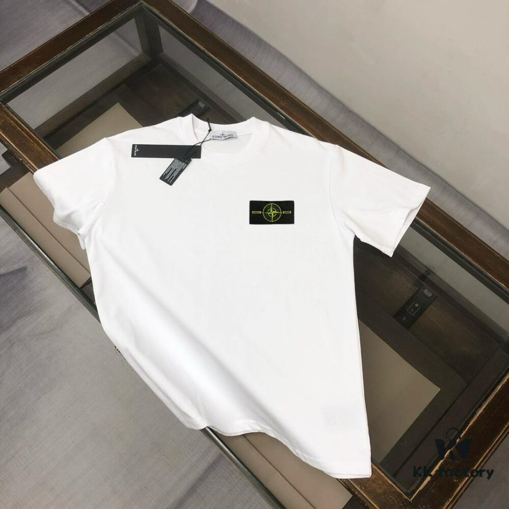 A⭐️Stone Island Latest Couple Round Neck Short-Sleeve T-Shirt - High-Quality Fashionable and Comfortable Unisex Tee with Custom Compass Embroidered Logo