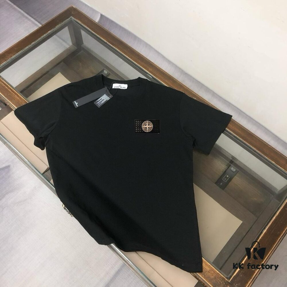 A⭐️Stone Island Latest Couple Round-Neck Short-Sleeve T-Shirt - High-Quality Fashion Casual Tee with Custom Compass Embroidered Logo