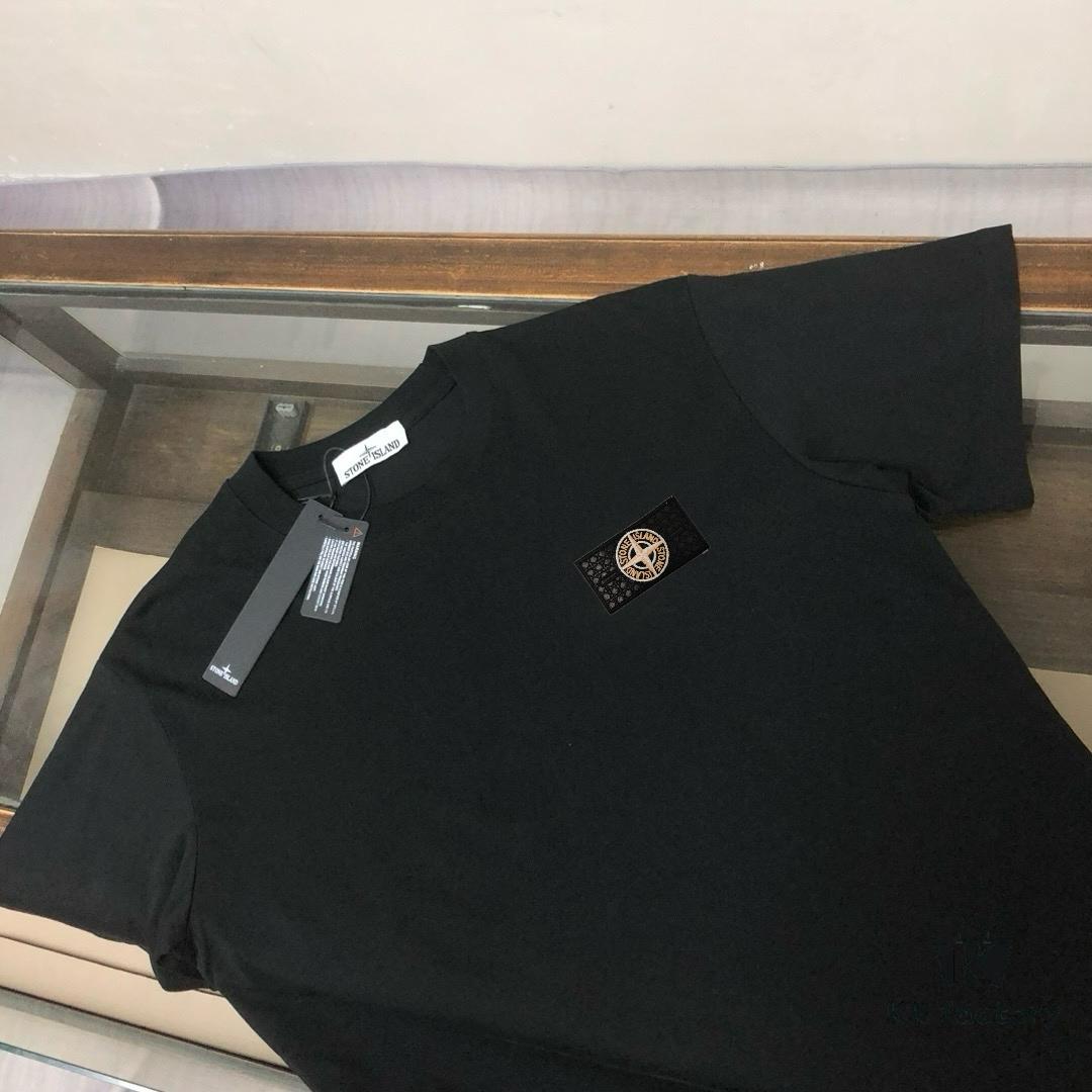 A⭐️Stone Island Latest Couple Round-Neck Short-Sleeve T-Shirt - High-Quality Fashion Casual Tee with Custom Compass Embroidered Logo