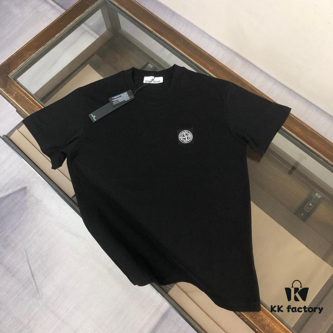 A⭐️Stone Island Latest Couple Round-Neck Short-Sleeve T-Shirt, High-Quality Fashionable and Comfortable Unisex Tee with Custom Compass Embroidered Logo, Breathable Imported Fabric