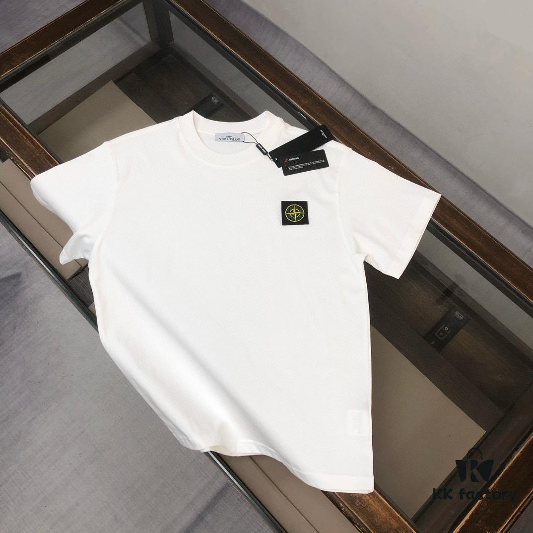 A⭐️Stone Island Latest Couple Round Neck Short Sleeve T-Shirt - Fashionable and Comfortable Unisex Tee with Custom Compass Embroidered Logo