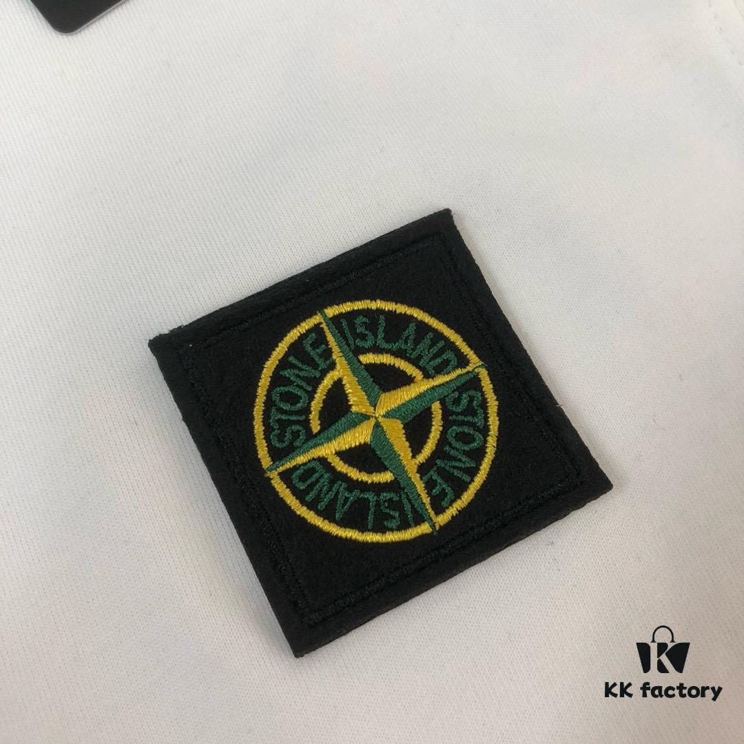 A⭐️Stone Island Latest Couple Round Neck Short Sleeve T-Shirt - Fashionable and Comfortable Unisex Tee with Custom Compass Embroidered Logo