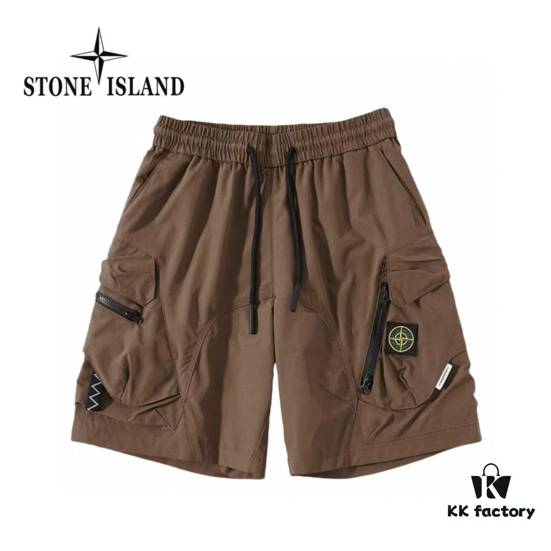 STONE ISLAND Original Surplus Cargo Zipper Pocket Quick-Dry Summer Shorts - High-Quality Nylon Fabric, Lightweight and Comfortable, Modern Slim Fit, Streetwear Style