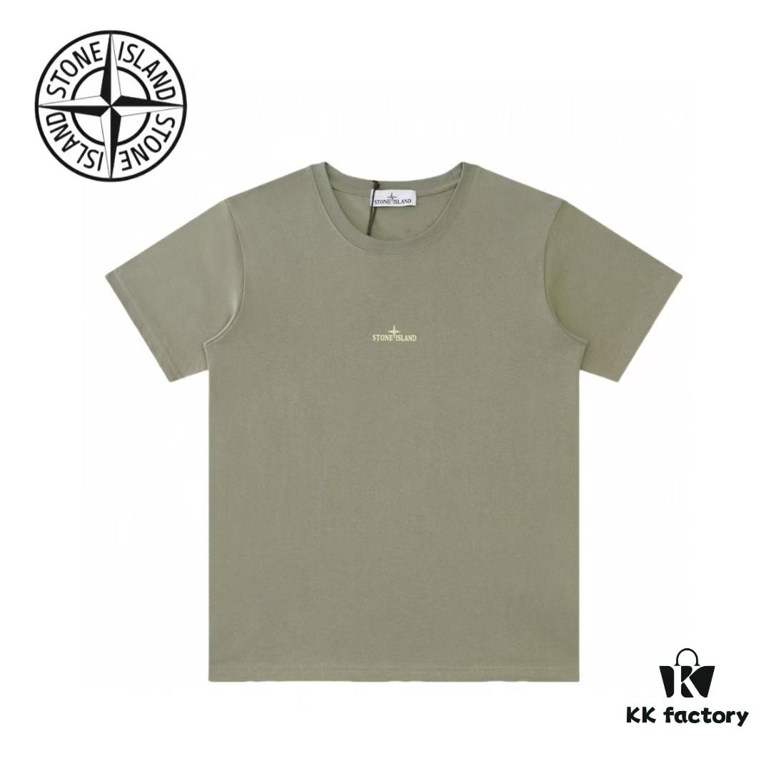 Stone Island SS24 Cleanft Solid Color Dirtyft Back Print Logo Crewneck Pullover Short Sleeve T-Shirt