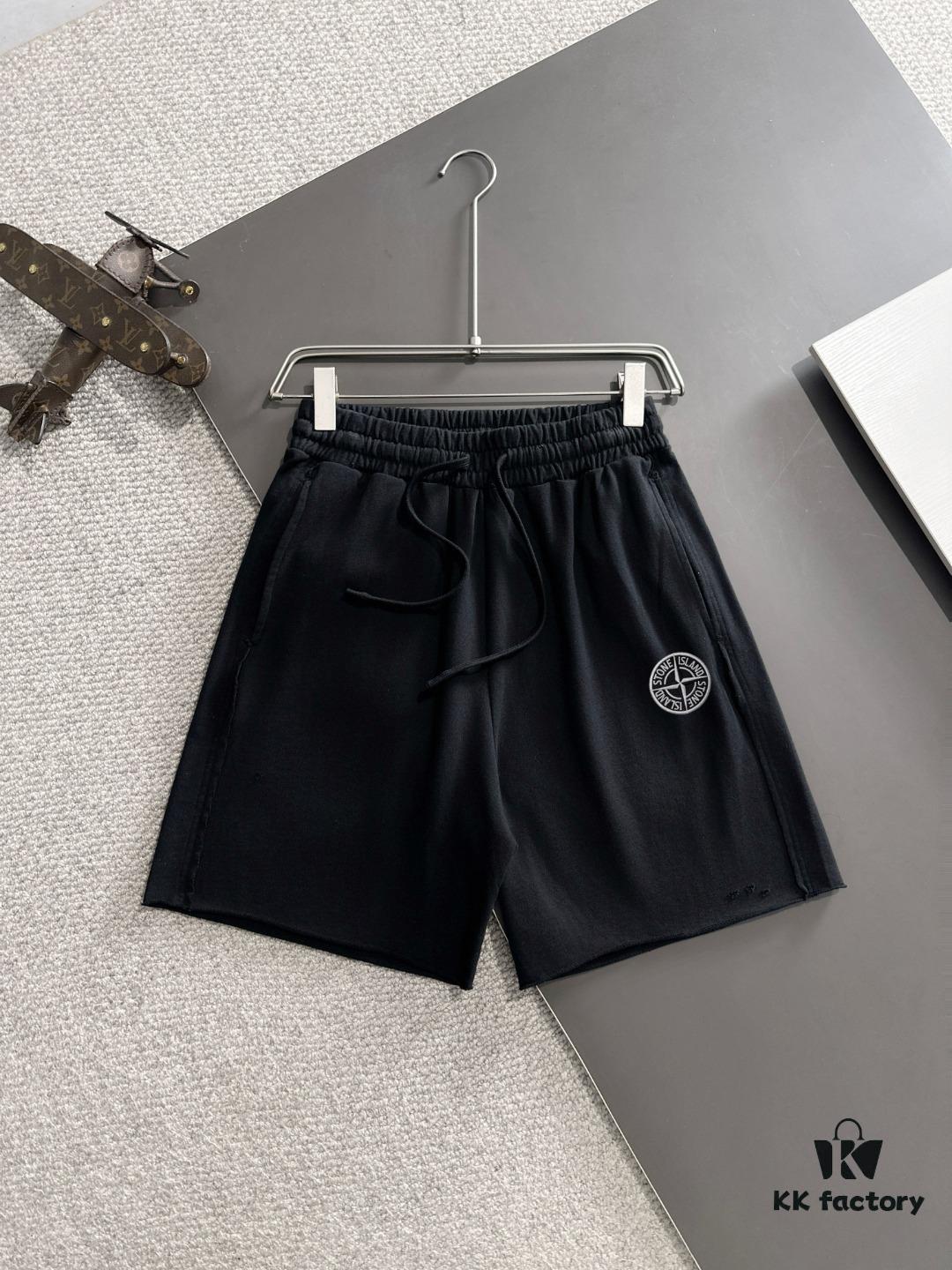 High-End Stone Island 2025 Spring/Summer New Casual Washed Shorts with Elastic Waistband, Heavy Washed Cotton Pants with Wax-Dyed Texture, Soft and Comfortable 'Tripe' Handfeel, Breathable Premium Fabric, Refined Craftsmanship and Brand Design Philosophy