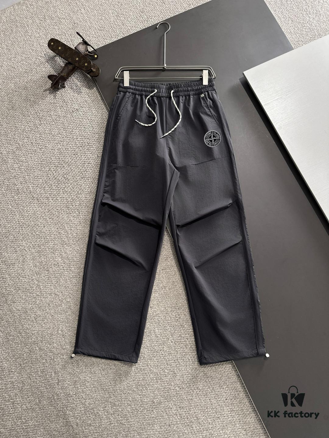 Stone Island 2025 Spring/Summer New Elastic Waist Casual Pants, Lightweight Custom Fabric, Breathable and Comfortable, Exquisite Details, Brand Design Concept, High Quality, Soft and Smooth Touch
