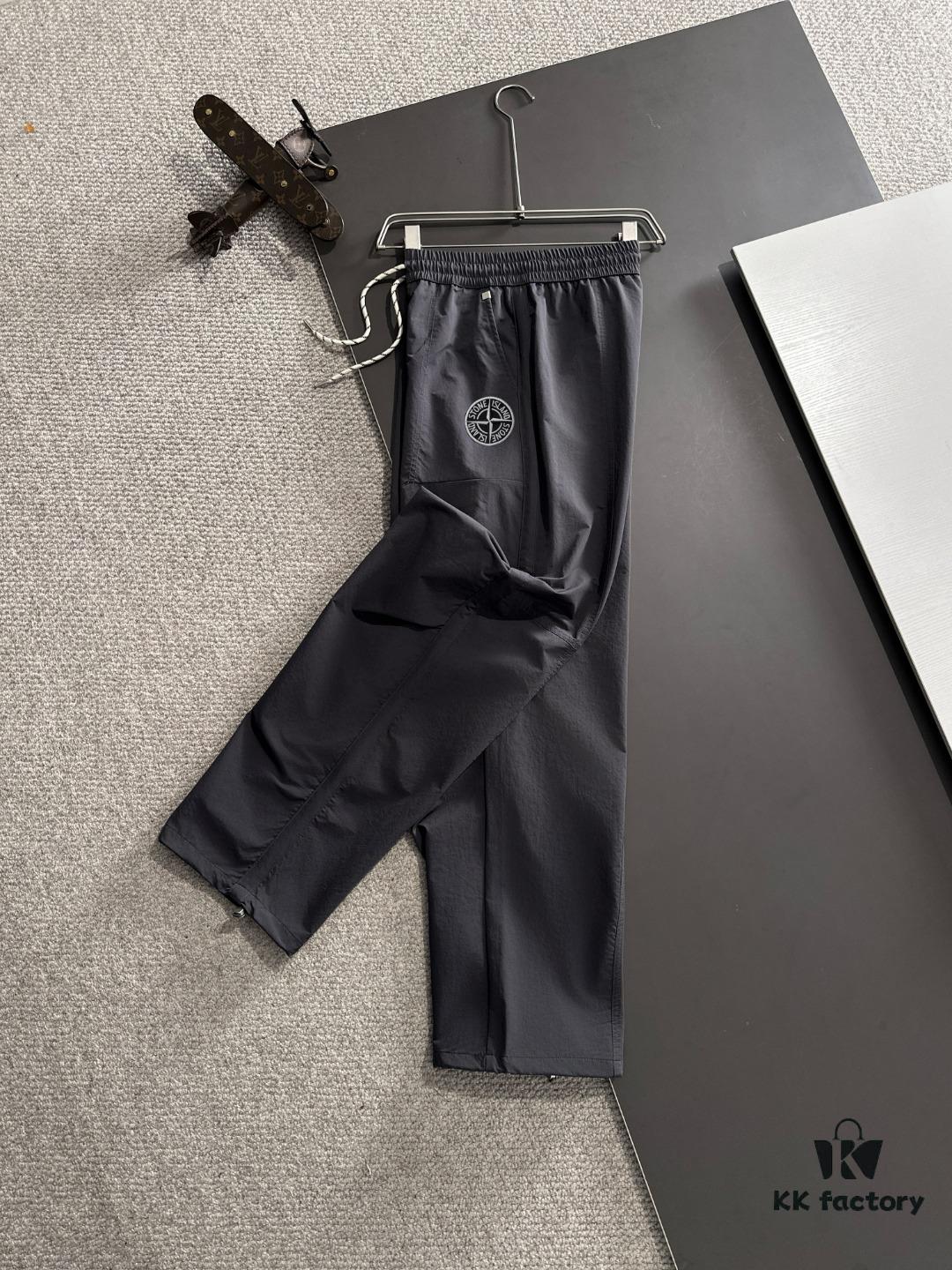 Stone Island 2025 Spring/Summer New Elastic Waist Casual Pants, Lightweight Custom Fabric, Breathable and Comfortable, Exquisite Details, Brand Design Concept, High Quality, Soft and Smooth Touch